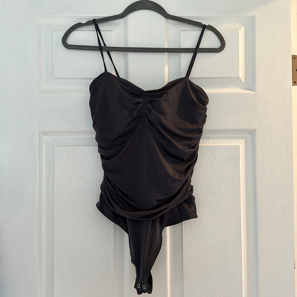 Express Contour Compression Ruched Bodysuit with Bra Cups